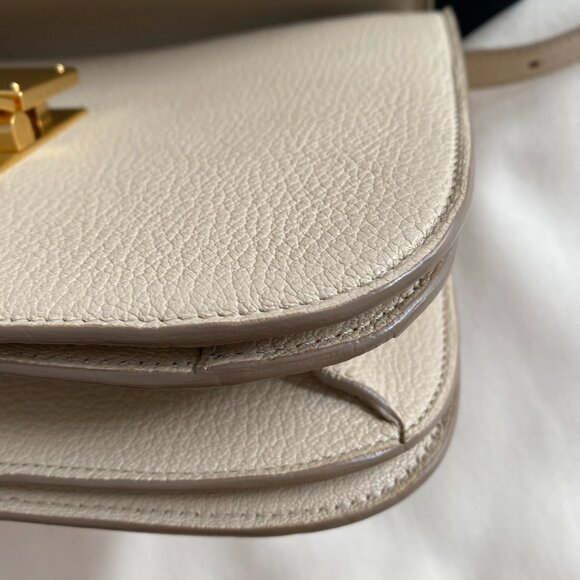 Celine Medium Box Bag in "Dune" Grained Goatskin Leather with Gold Hardware - Picture 6 of 13